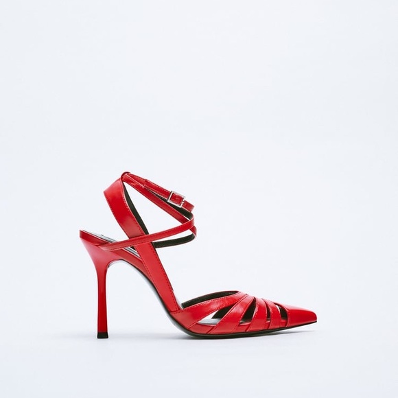 ZARA STRAPPY HEELED STILETTO SHOES RED BRAND NEW WITH TAGS US 6.5 EUR. 37 - Picture 4 of 6